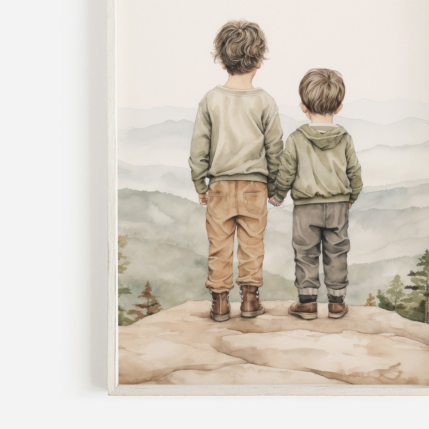 Brothers Room Print, Adventure Toddler Decor, Two Brothers Painting - WildfieldPrints