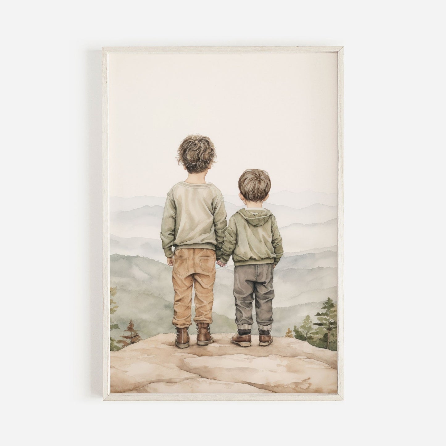 Brothers Room Print, Adventure Toddler Decor, Two Brothers Painting - WildfieldPrints