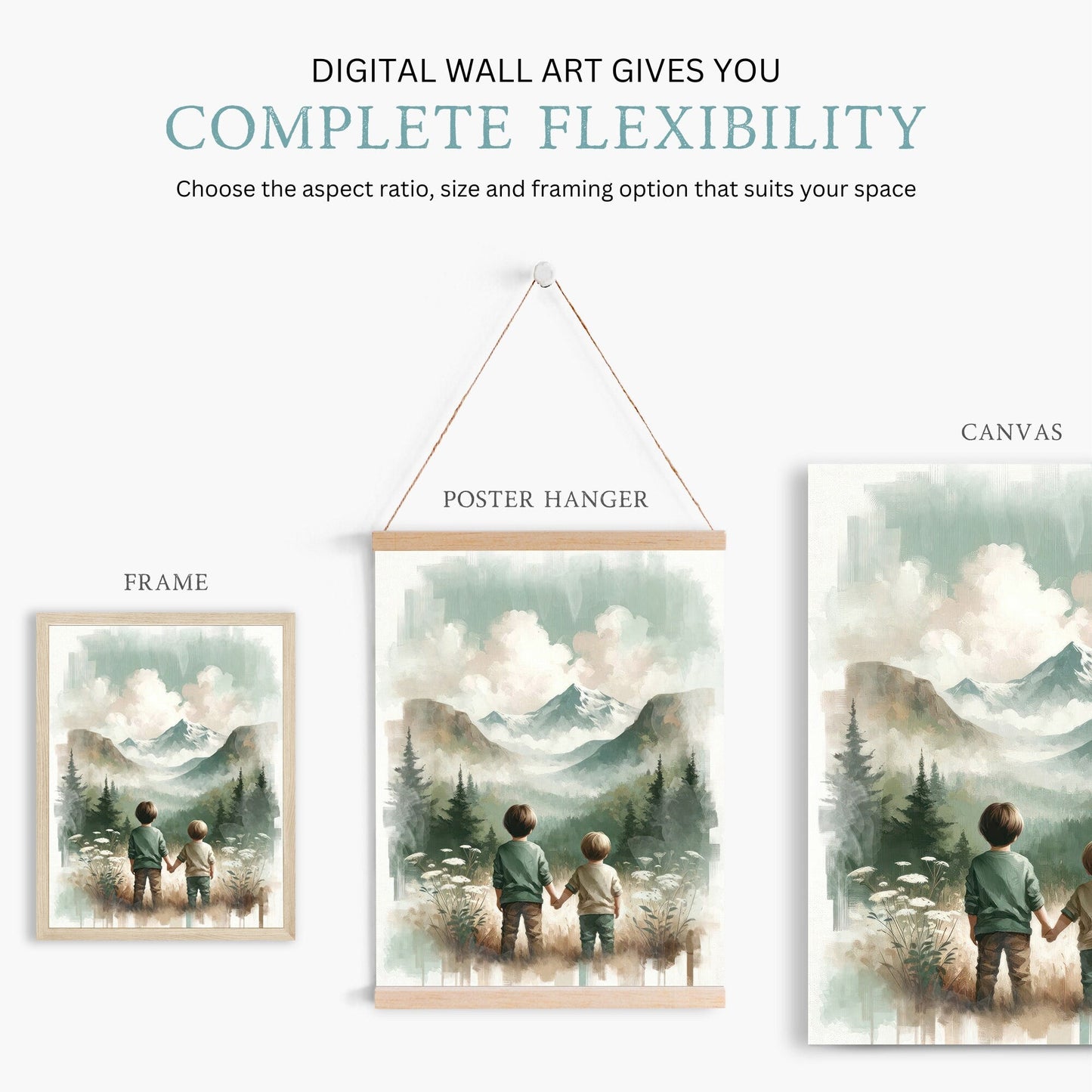 Brothers Room Print, Adventure Wall Art, Rustic Nature Decor - WildfieldPrints