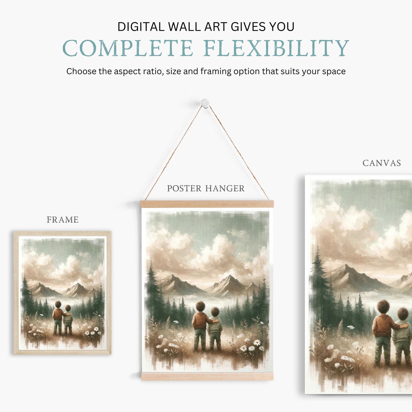 Brothers Room Print, Adventure Wall Art, Rustic Nature Decor - WildfieldPrints