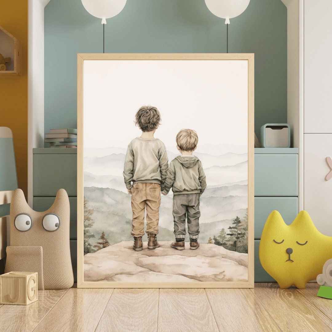 Brothers Room Print, Rustic Boys Bedroom Decor, Vintage Adventure Art - WildfieldPrints