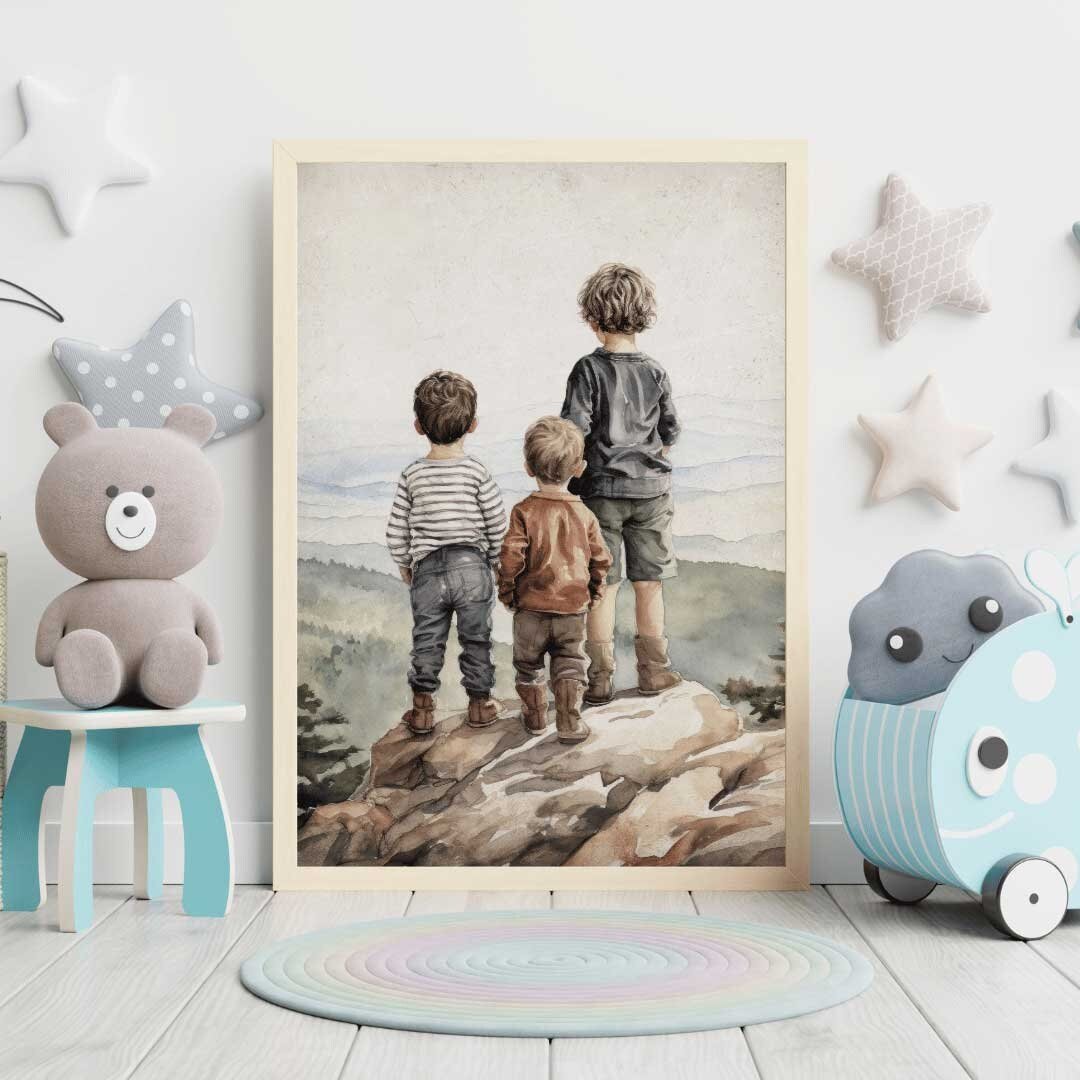 Brothers Room Wall Art, Adventure Paintings for Kids, Toddler Decor - WildfieldPrints