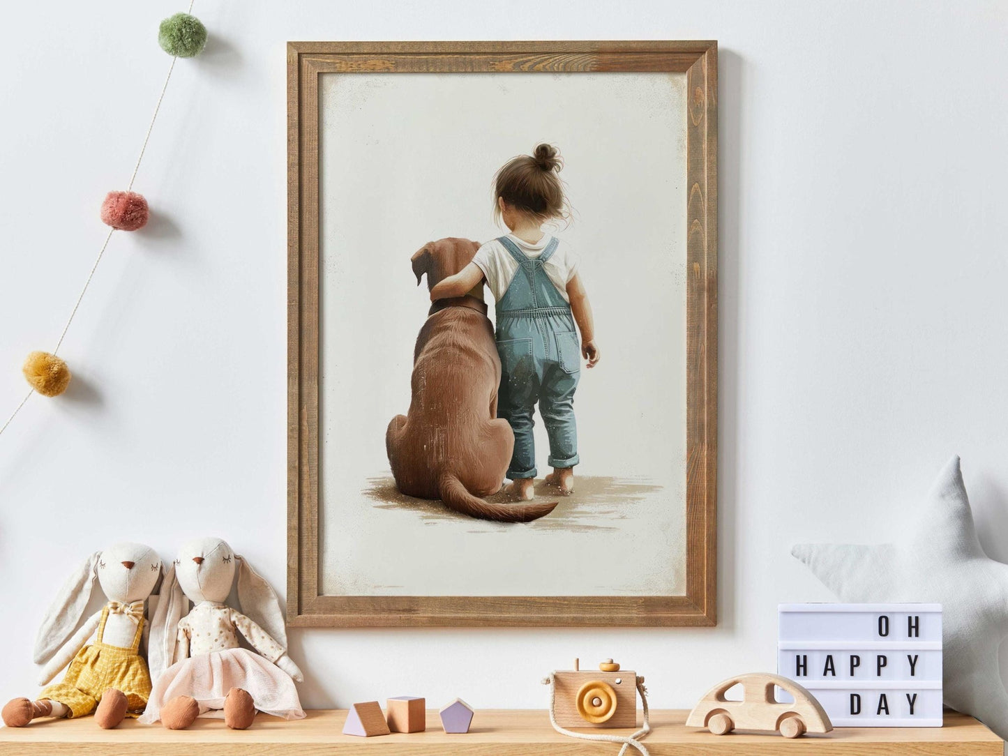 Brown Lab Nursery Decor, Labrador Wall Art, Girl & Dog Print - WildfieldPrints