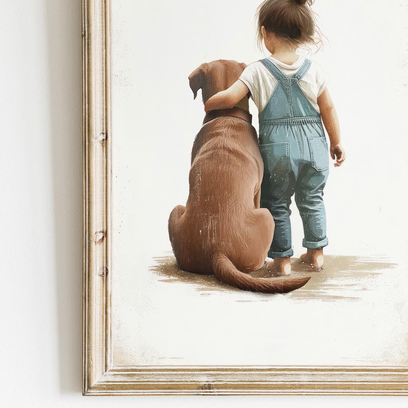 Brown Lab Nursery Decor, Labrador Wall Art, Girl & Dog Print - WildfieldPrints
