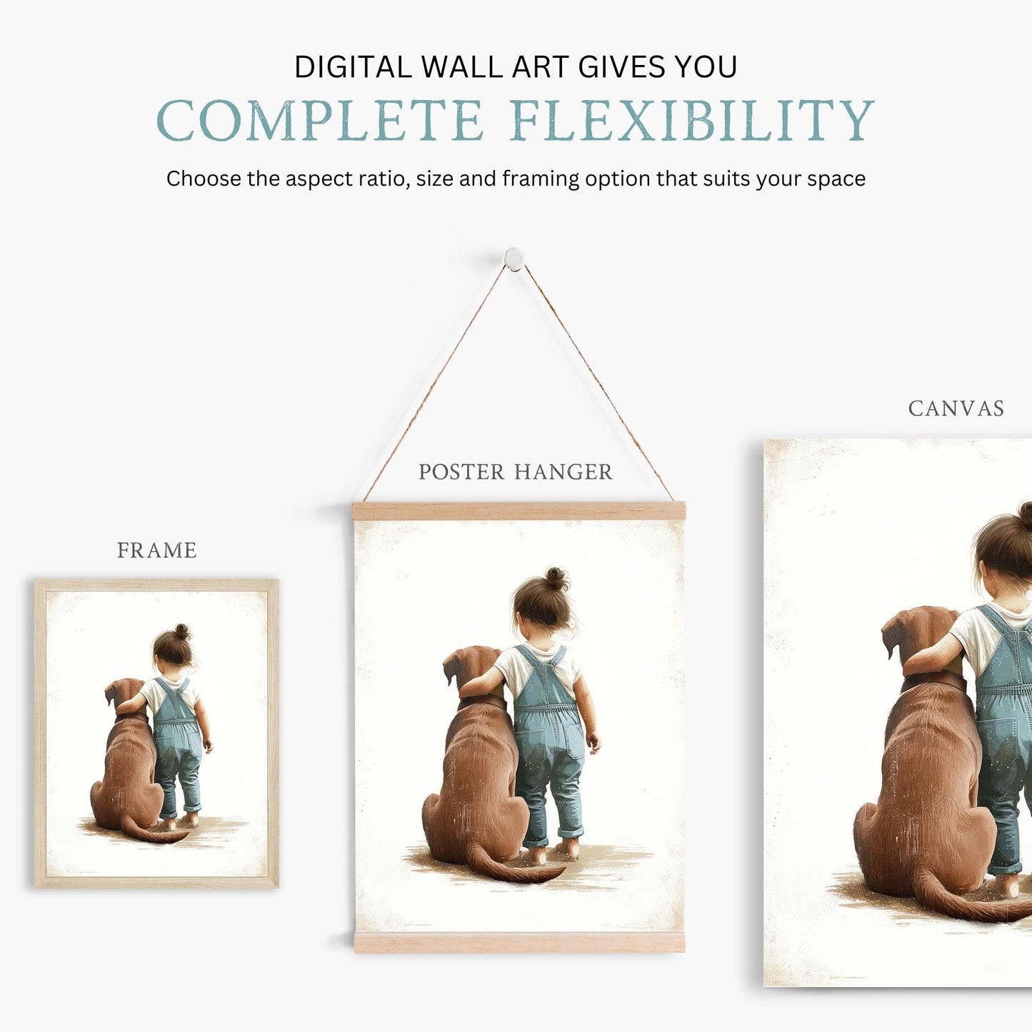 Brown Lab Nursery Decor, Labrador Wall Art, Girl & Dog Print - WildfieldPrints