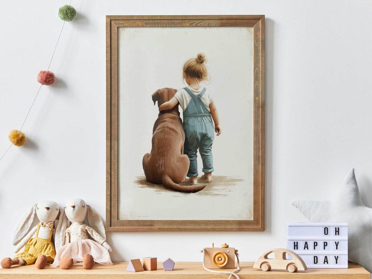 Brown Lab Print, Brown Labrador Nursery Decor, Girl & Dog Art, Dog Nursery Wall Decor, Labrador Retriever Painting, Printable Dog Wall Decor - My Store