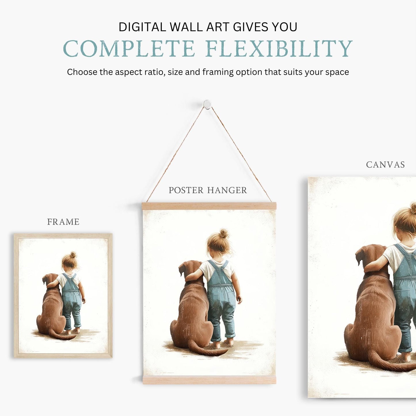 Brown Lab Print, Brown Labrador Nursery Decor, Girl & Dog Art, Dog Nursery Wall Decor, Labrador Retriever Painting, Printable Dog Wall Decor - My Store