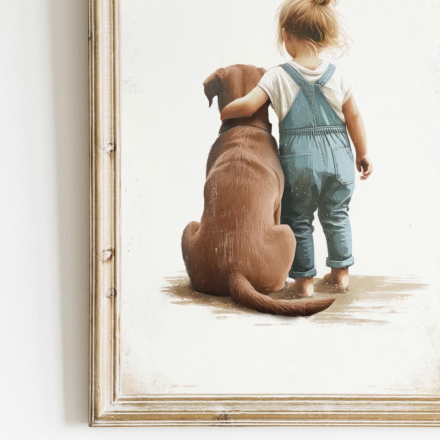 Brown Lab Print, Brown Labrador Nursery Decor, Girl & Dog Art, Dog Nursery Wall Decor, Labrador Retriever Painting, Printable Dog Wall Decor - My Store