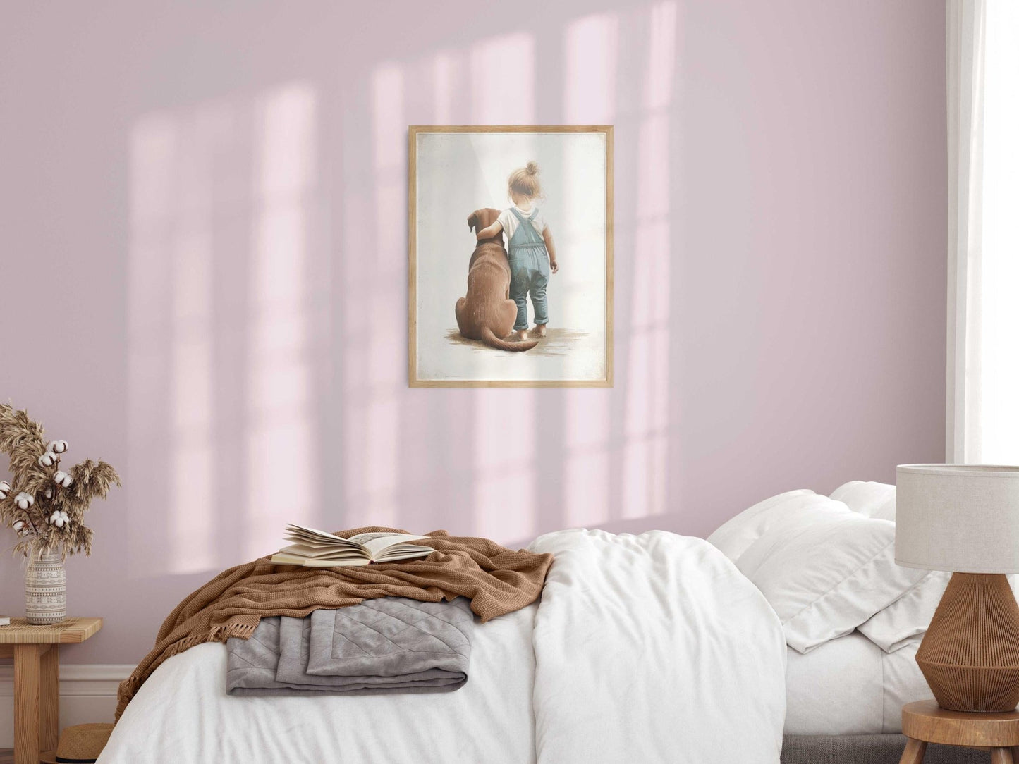 Brown Lab Print, Brown Labrador Nursery Decor, Girl & Dog Art, Dog Nursery Wall Decor, Labrador Retriever Painting, Printable Dog Wall Decor - My Store