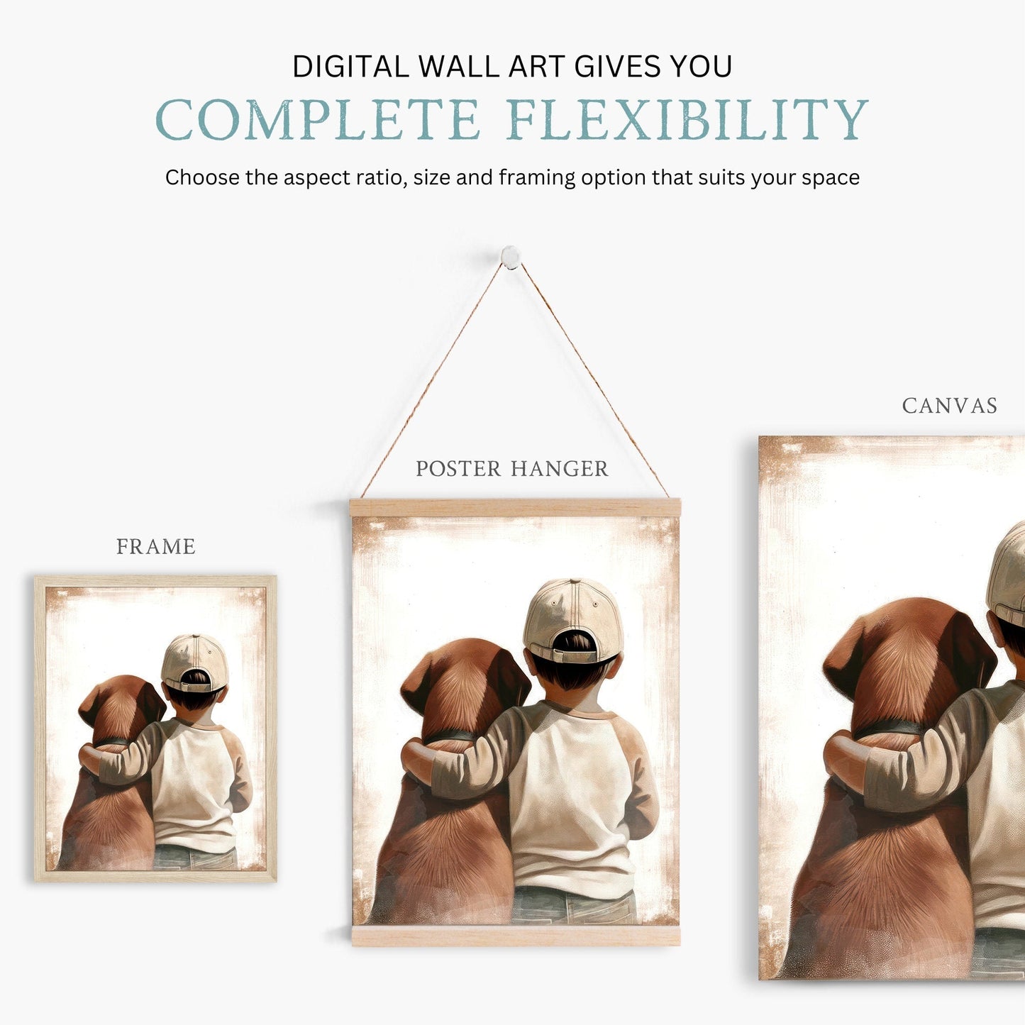 Brown Labrador Nursery Print, Boy & Dog Art, Puppy Room Decor - WildfieldPrints