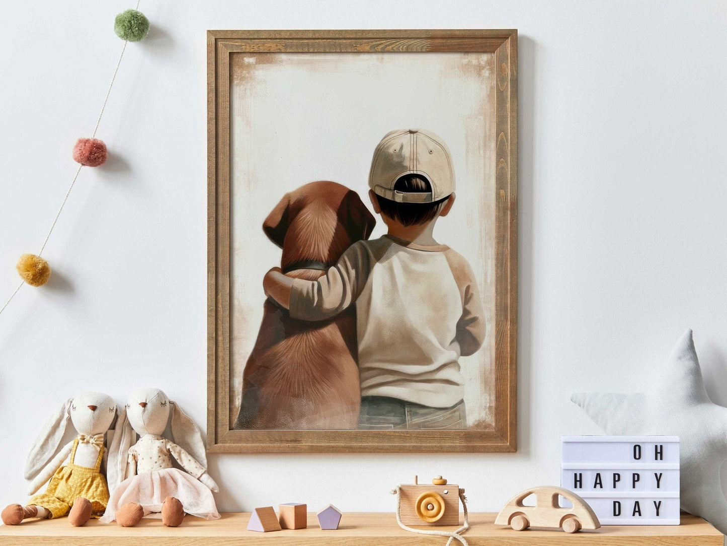 Brown Labrador Nursery Print, Boy & Dog Art, Puppy Room Decor - WildfieldPrints