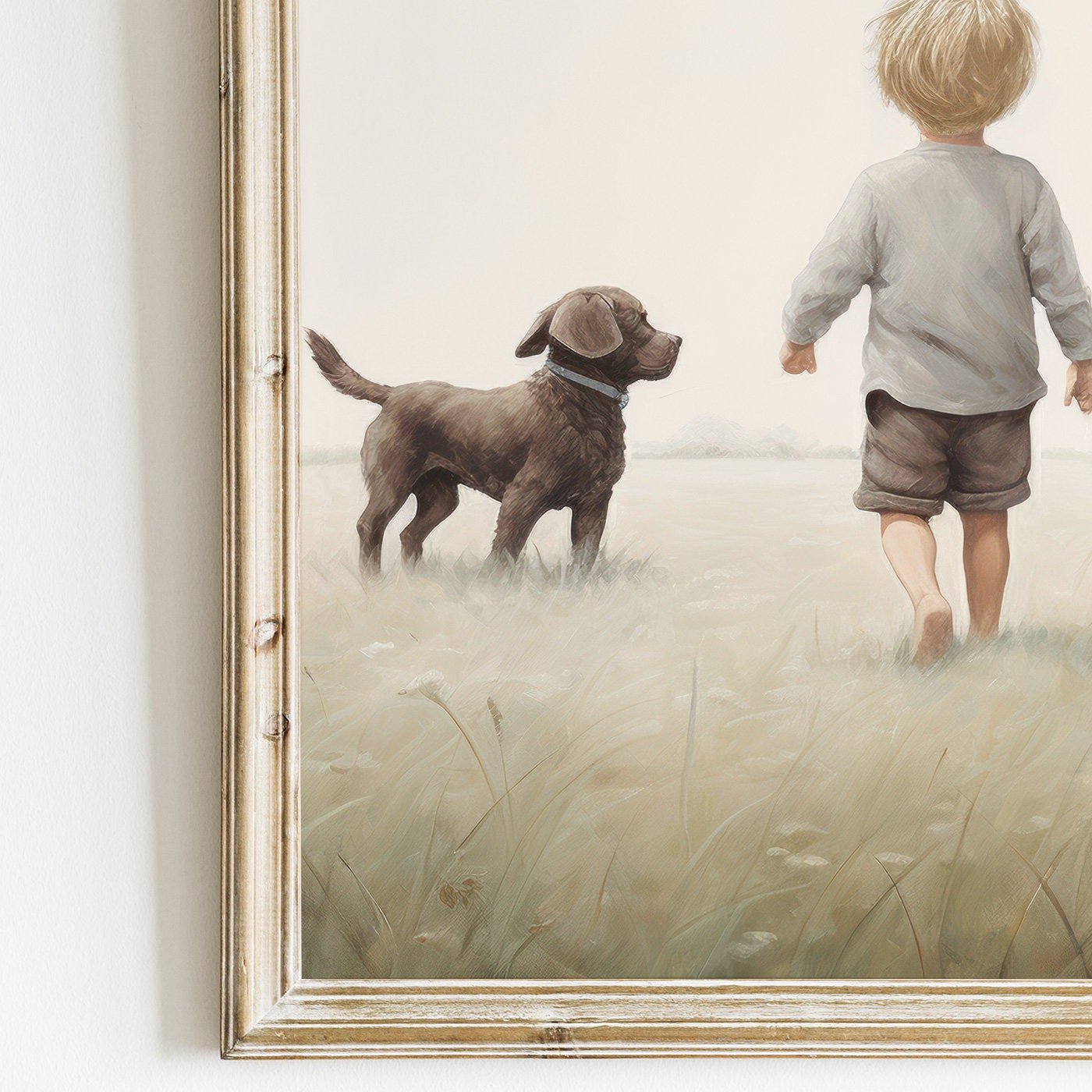 Brown Labrador Nursery Prints, Puppy Wall Decor, Vintage Boys Room Decor - WildfieldPrints