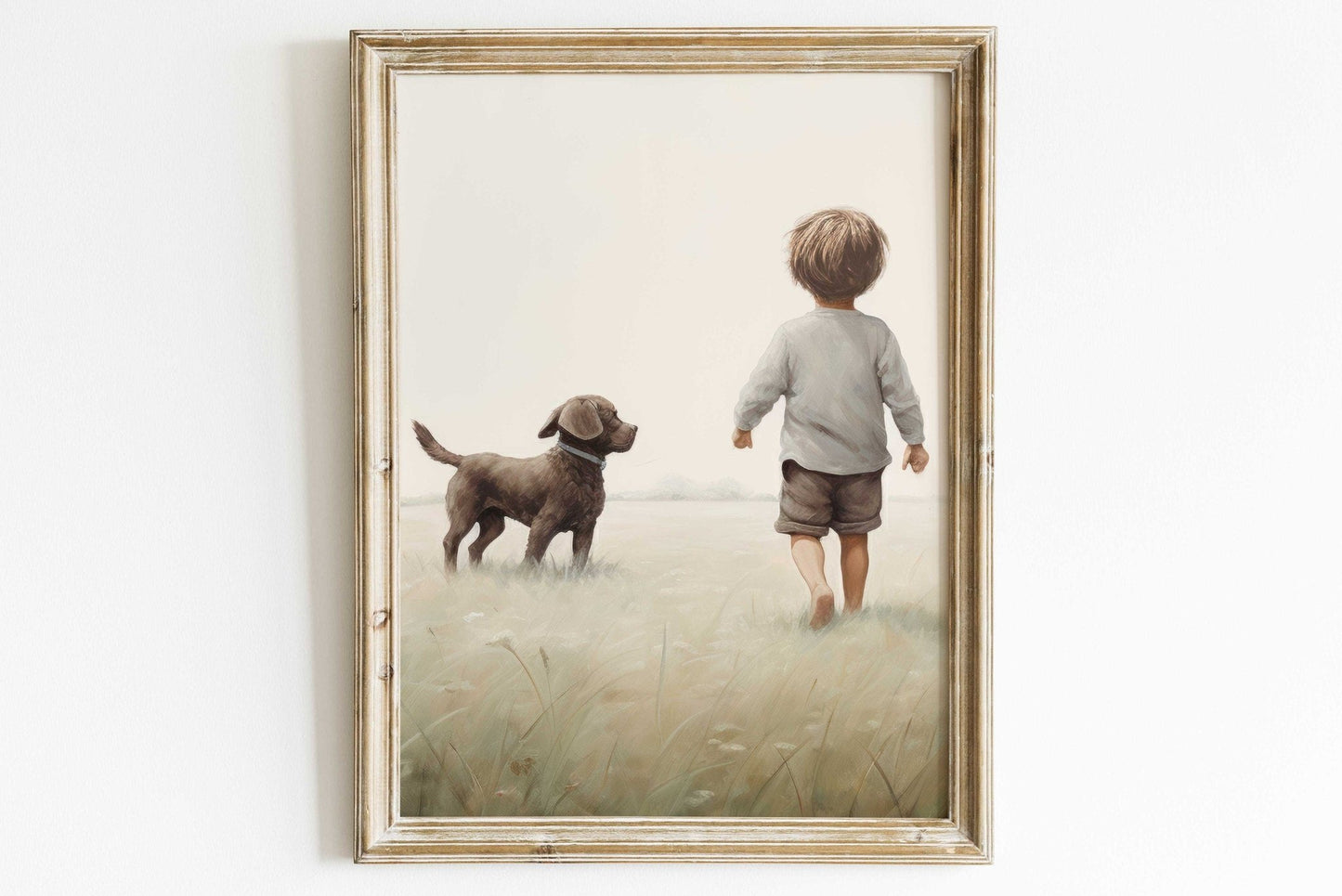 Brown Labrador Nursery Prints, Puppy Wall Decor, Vintage Boys Room Decor - WildfieldPrints