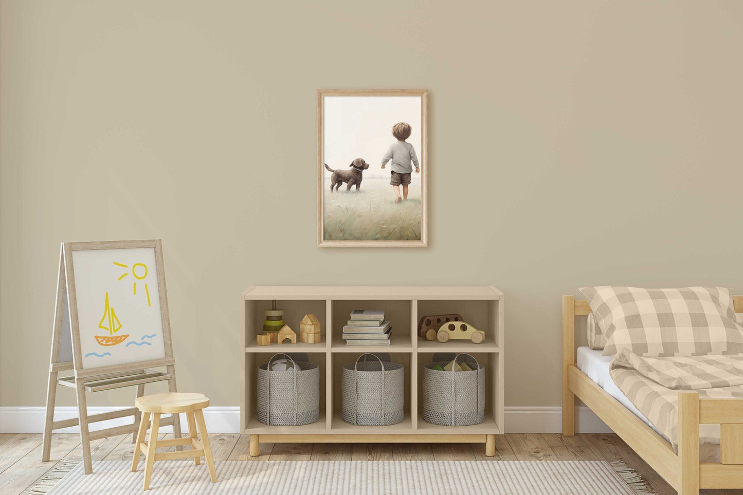 Brown Labrador Nursery Prints, Puppy Wall Decor, Vintage Boys Room Decor - WildfieldPrints