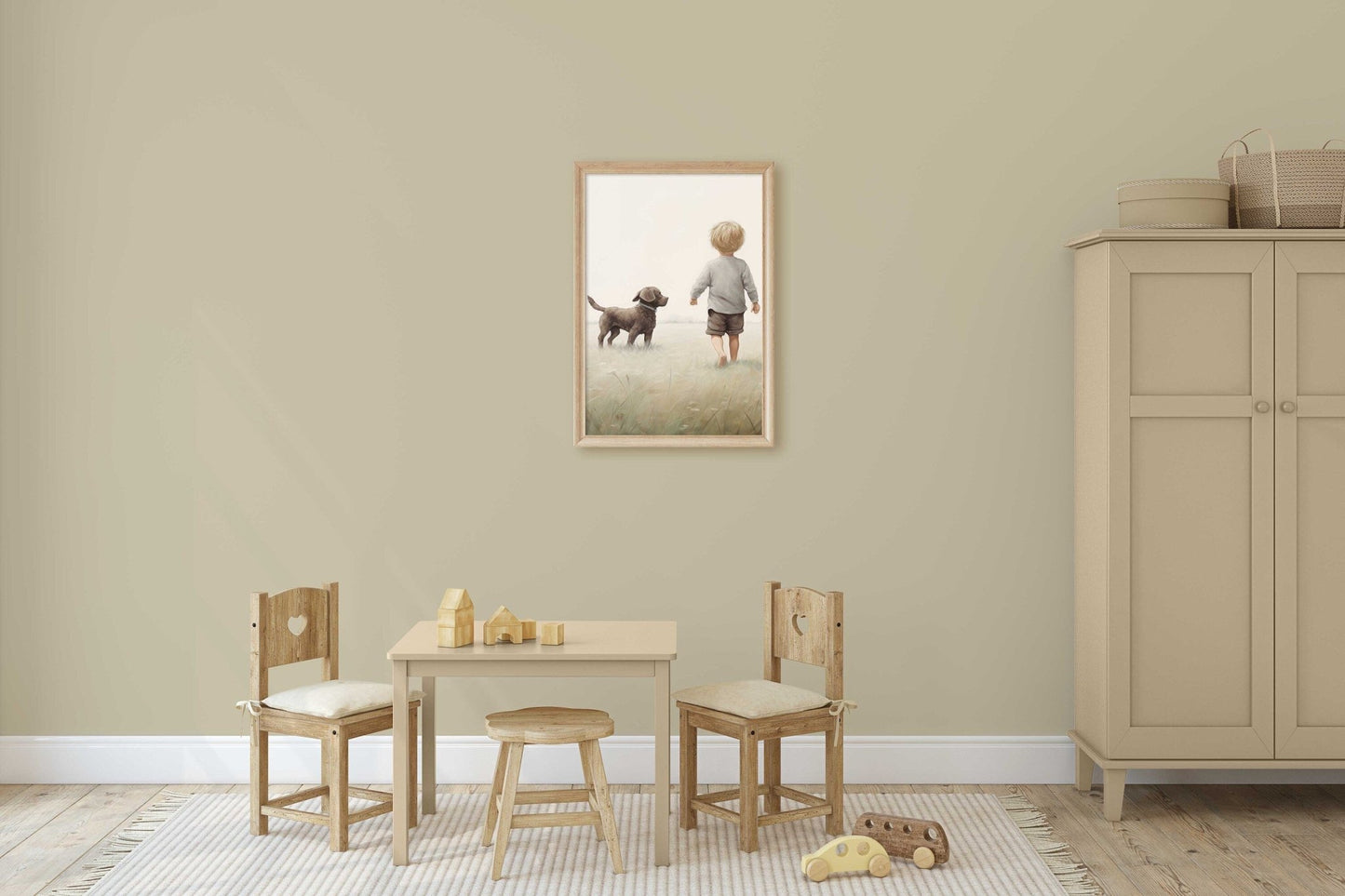 Brown Labrador Nursery Prints, Puppy Wall Decor, Vintage Boys Room Decor - WildfieldPrints