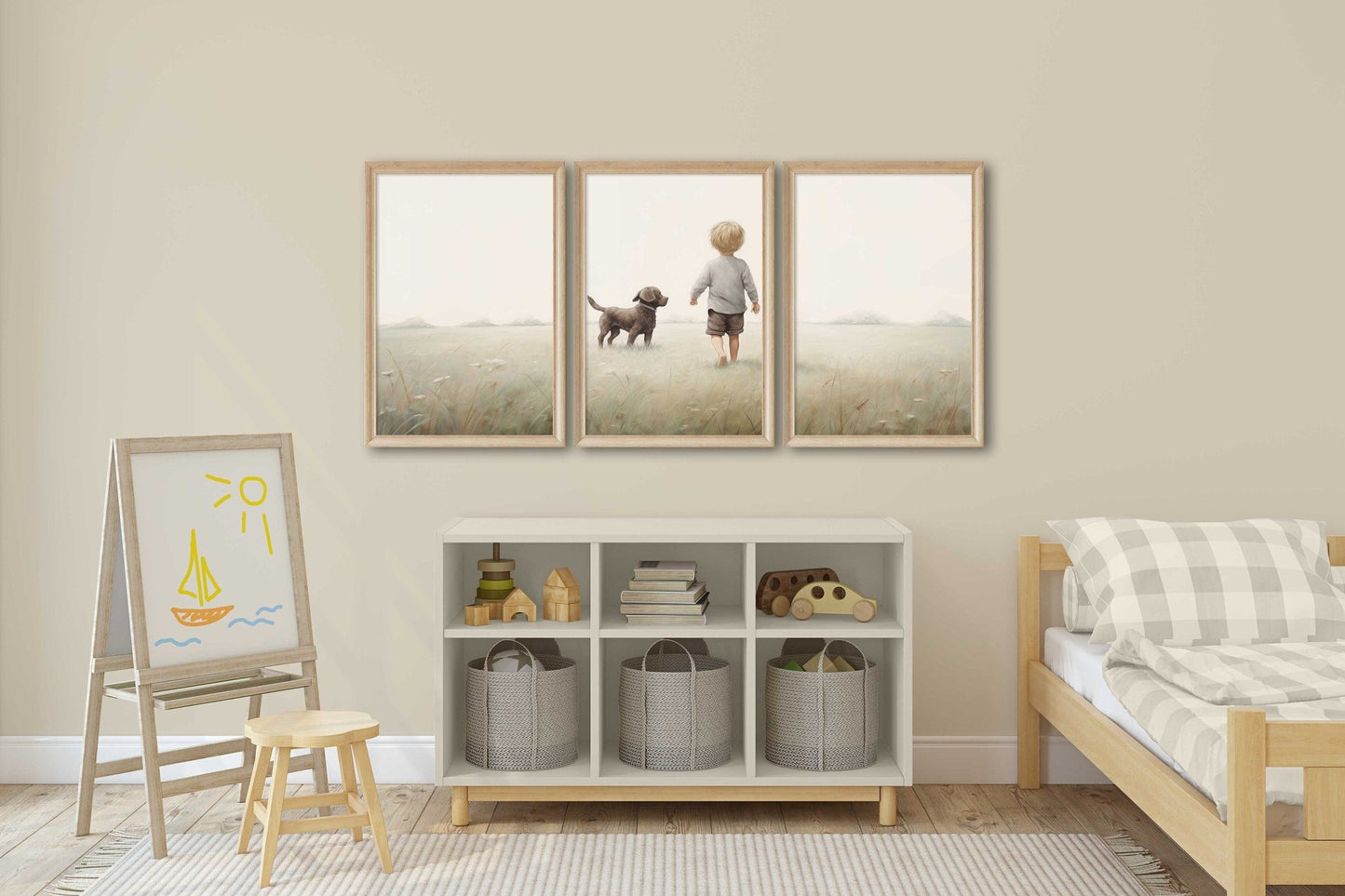 Brown Labrador Nursery Prints, Puppy Wall Decor, Vintage Boys Room Decor - WildfieldPrints