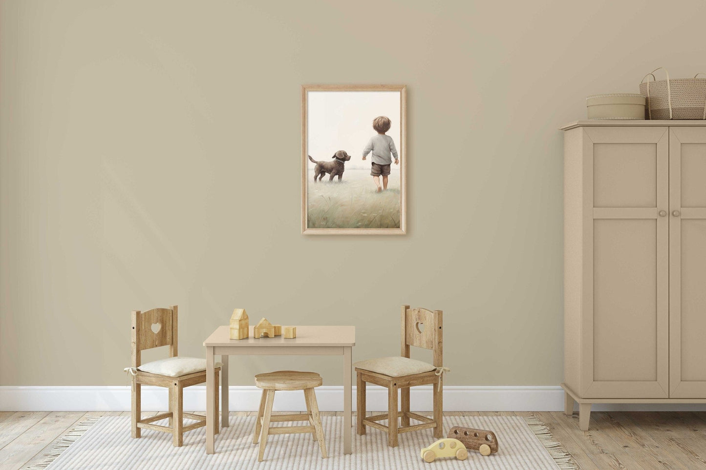 Brown Labrador Nursery Prints, Puppy Wall Decor, Vintage Boys Room Decor - WildfieldPrints