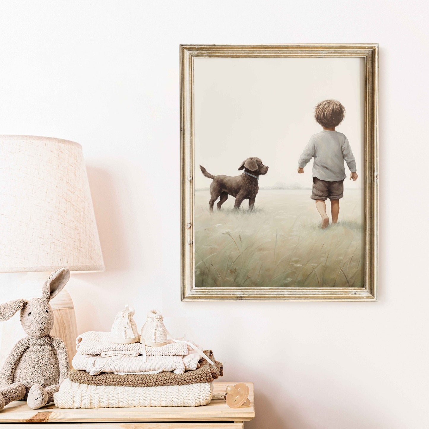 Brown Labrador Nursery Prints, Puppy Wall Decor, Vintage Boys Room Decor - WildfieldPrints