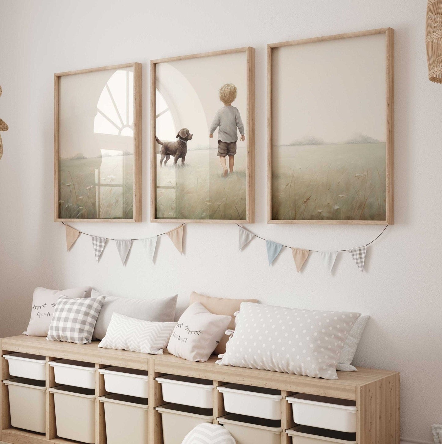 Brown Labrador Nursery Prints, Puppy Wall Decor, Vintage Boys Room Decor - WildfieldPrints