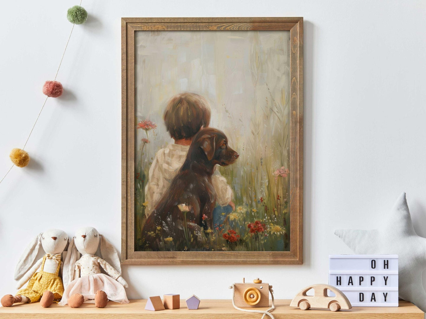 Brown Labrador Print, Puppy Wall Art, Boy & Dog Nursery Decor - WildfieldPrints