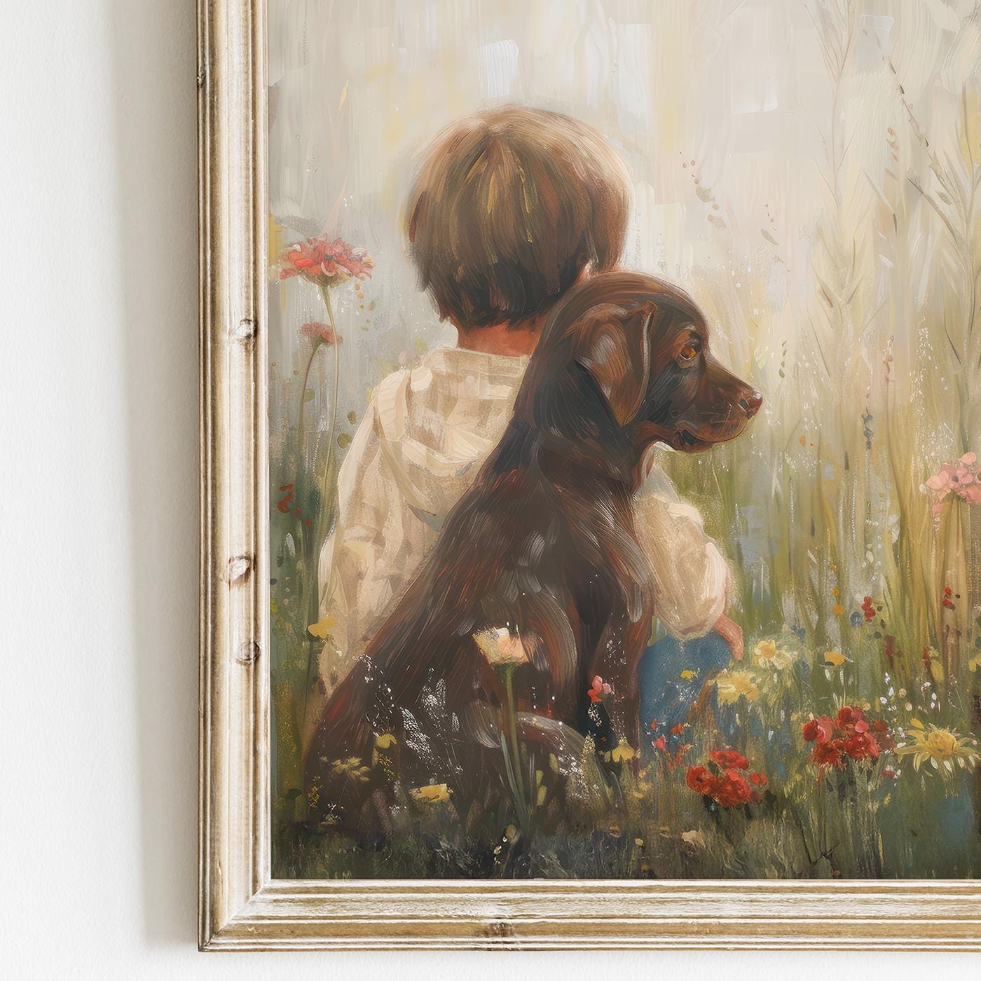 Brown Labrador Print, Puppy Wall Art, Boy & Dog Nursery Decor - WildfieldPrints
