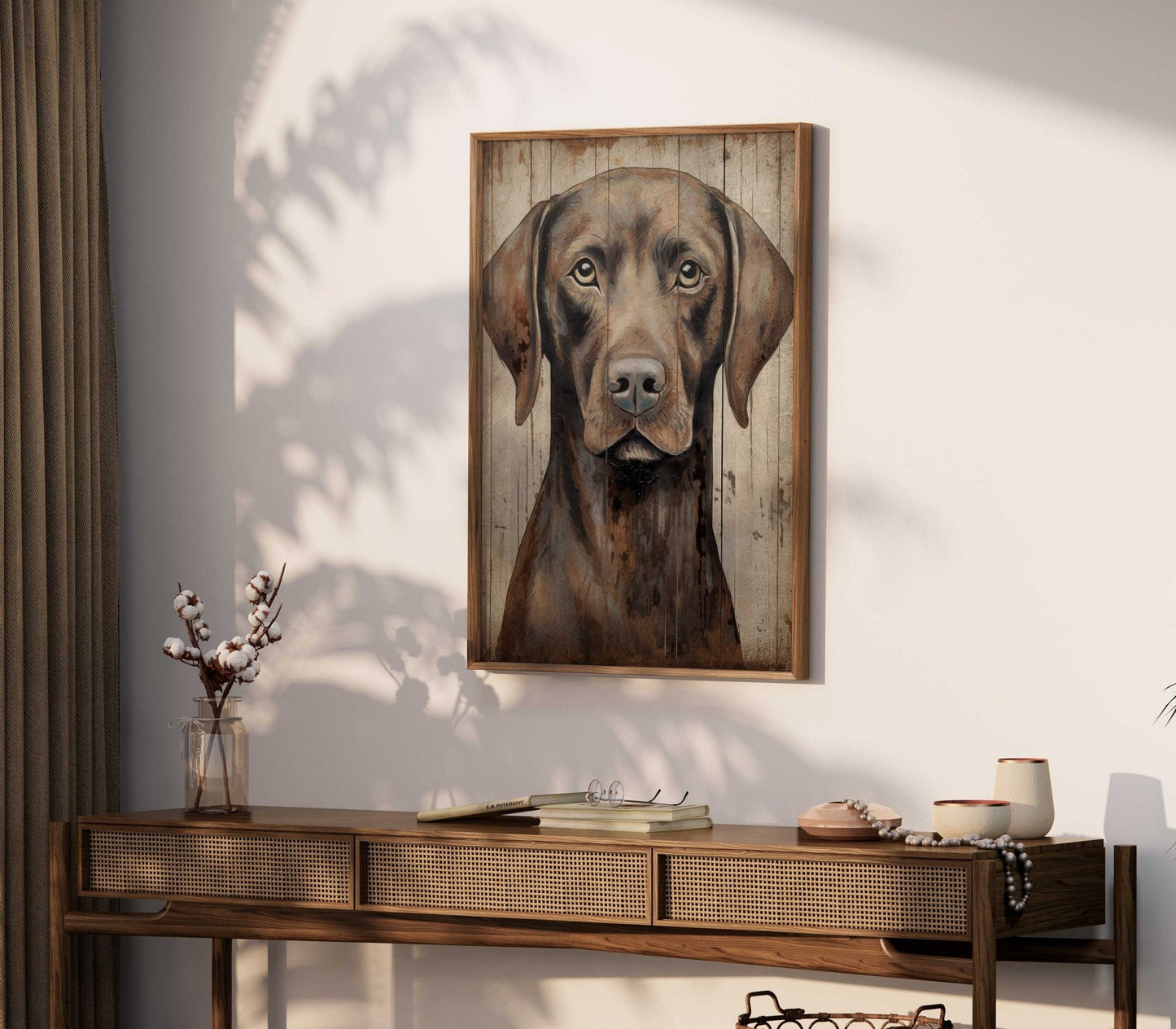 Brown Labrador Print, Vintage Lab Wall Art, Rustic Dog Decor, Gift for Dog Lovers - WildfieldPrints