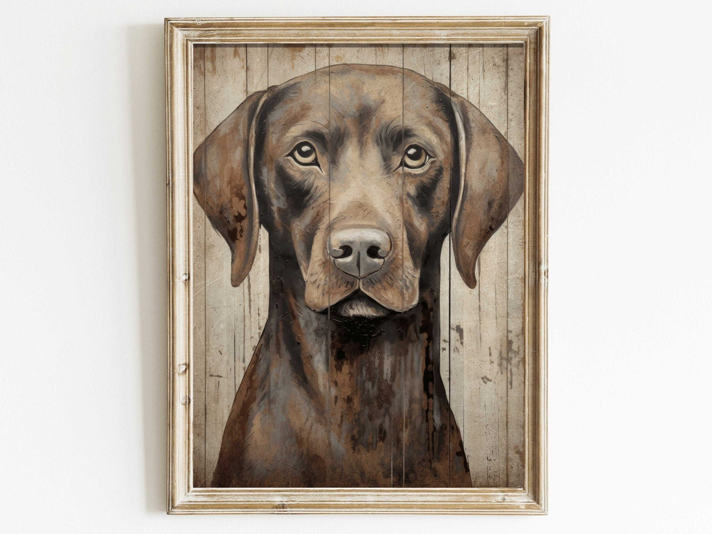 Brown Labrador Print, Vintage Lab Wall Art, Rustic Dog Decor, Gift for Dog Lovers - WildfieldPrints