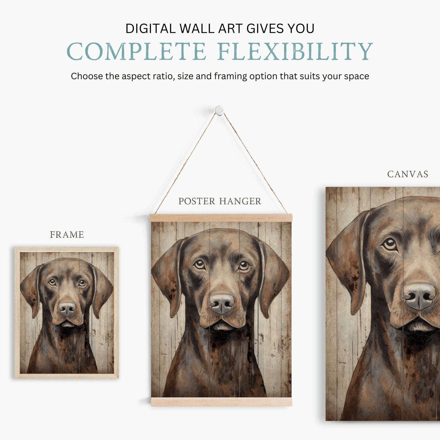 Brown Labrador Print, Vintage Lab Wall Art, Rustic Dog Decor, Gift for Dog Lovers - WildfieldPrints