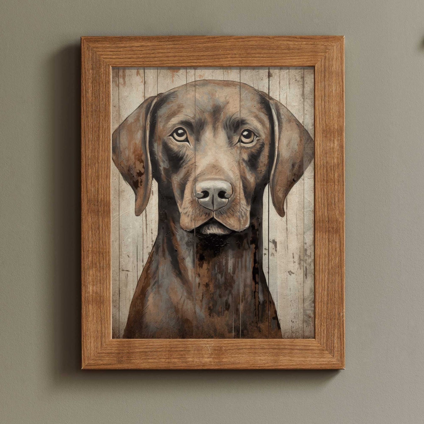 Brown Labrador Print, Vintage Lab Wall Art, Rustic Dog Decor, Gift for Dog Lovers - WildfieldPrints