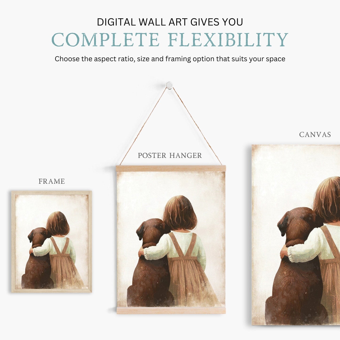 Brown Labrador Retriever Nursery Decor, Girl & Dog Art, Puppy Print - WildfieldPrints