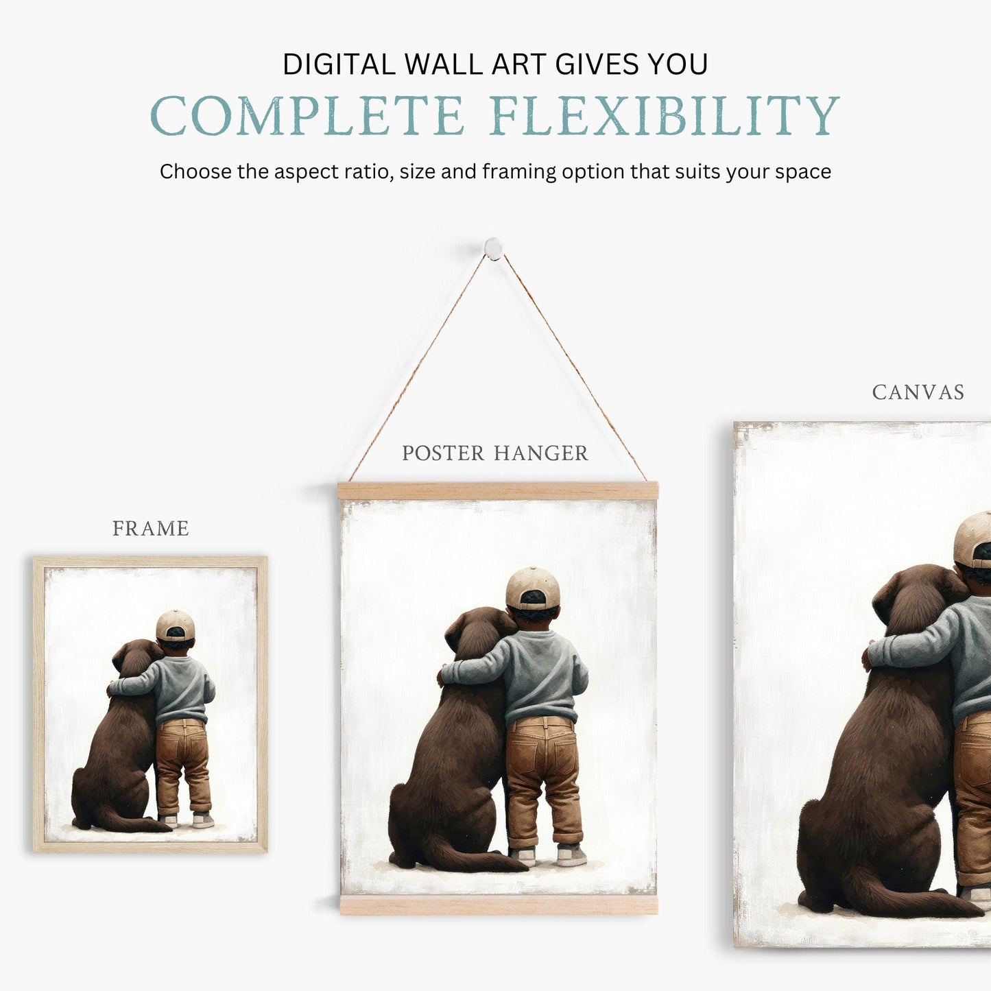 Brown Labrador Retriever Nursery Print, Boy & Dog Wall Art, Kid Decor - WildfieldPrints