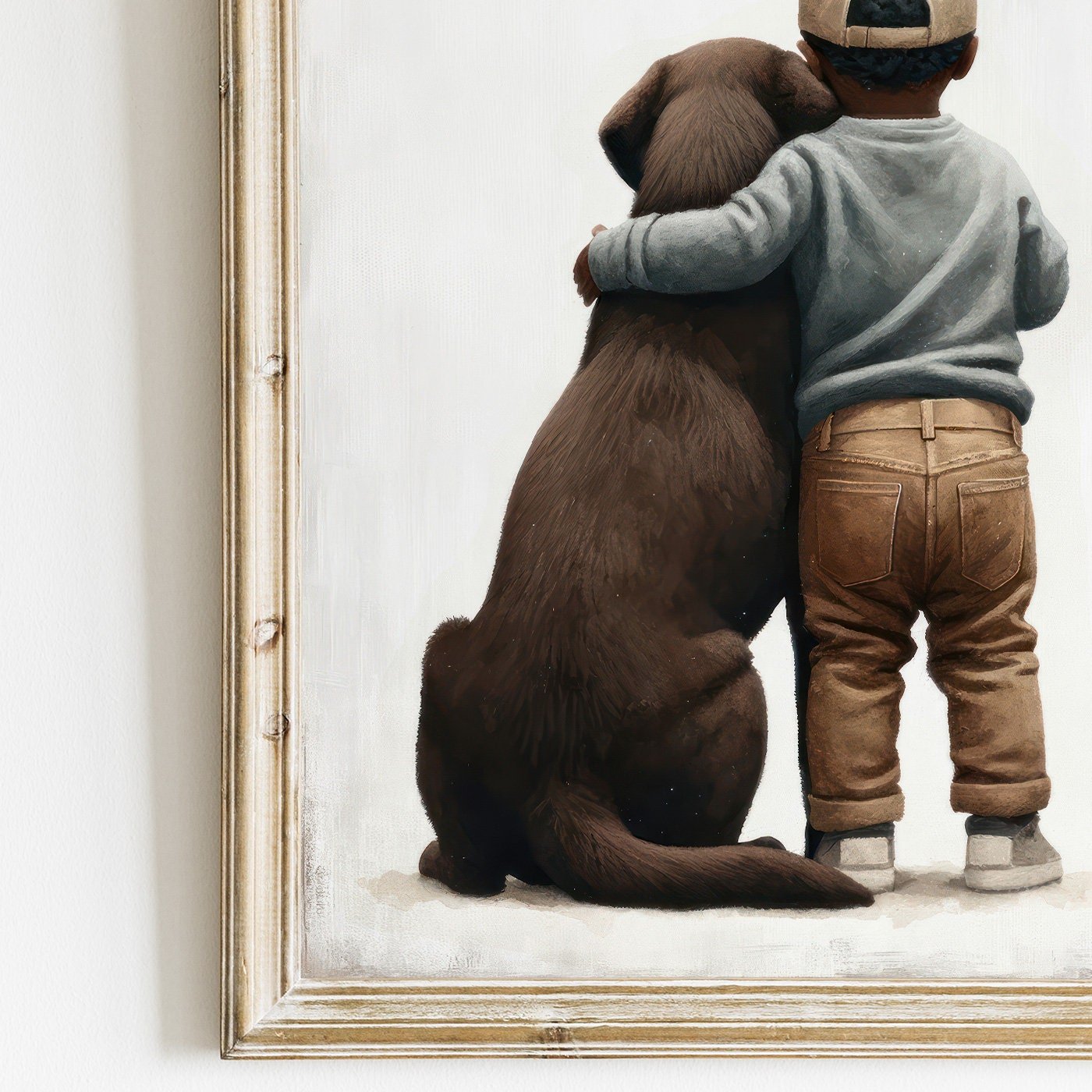 Brown Labrador Retriever Nursery Print, Boy & Dog Wall Art, Kid Decor - WildfieldPrints