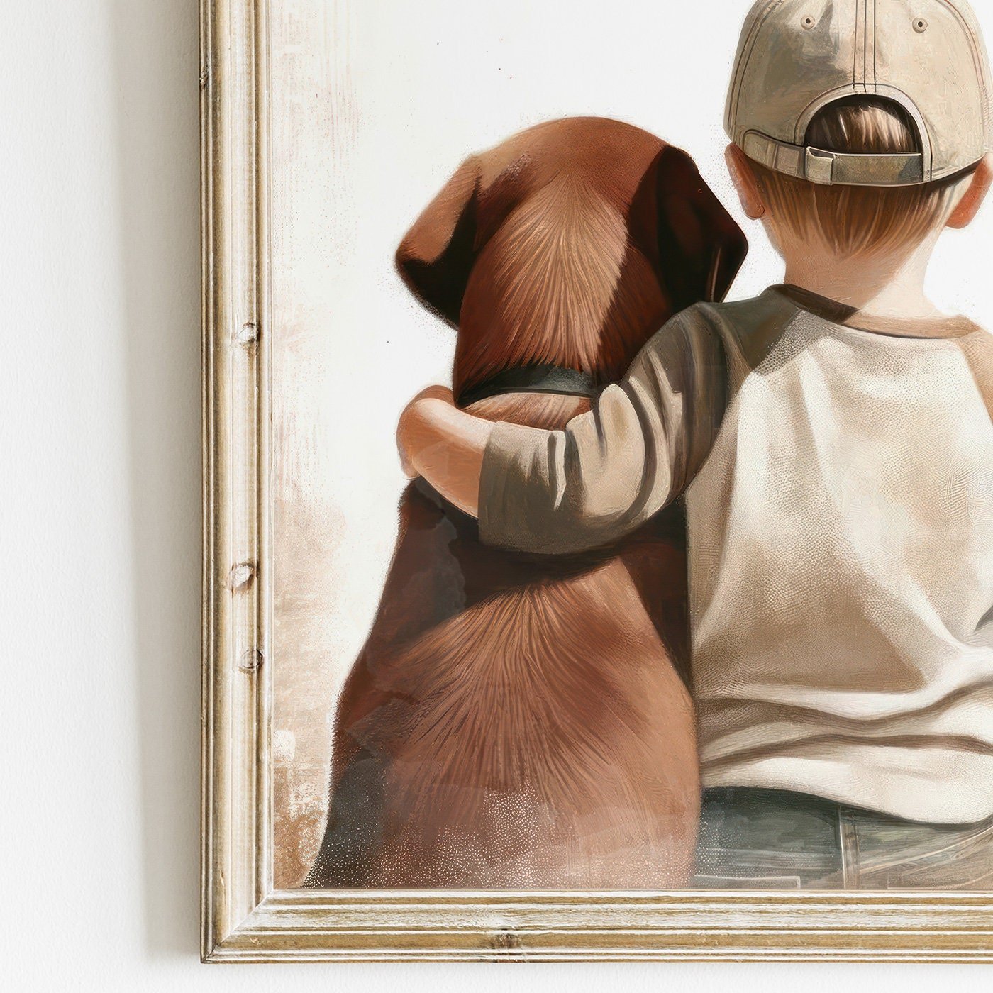 Brown Labrador Retriever Nursery Print, Boy & Dog Wall Art, Kids Decor - WildfieldPrints