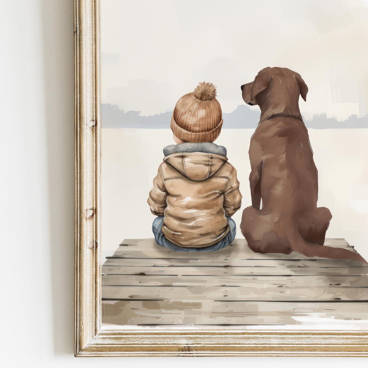 Brown Labrador Wall Art, Boys Room Decor, Dog Painting for Nursery - WildfieldPrints