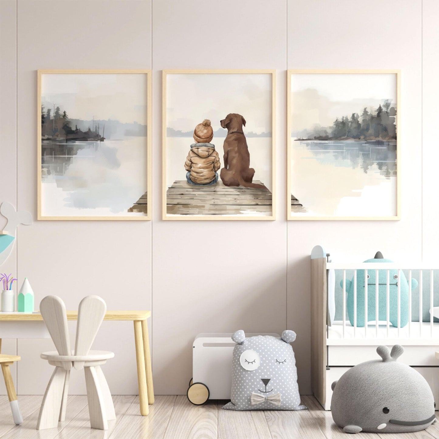 Brown Labrador Wall Art, Boys Room Decor, Dog Painting for Nursery - WildfieldPrints