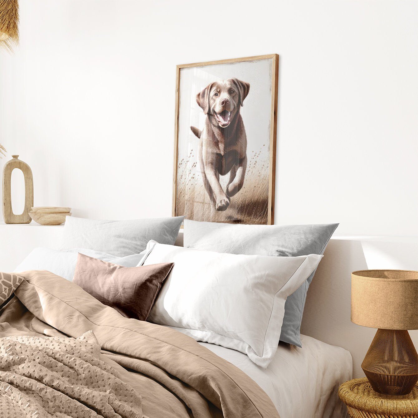 Brown Labrador Wall Art, Rustic Dog Decor, Border Collie Gift - WildfieldPrints