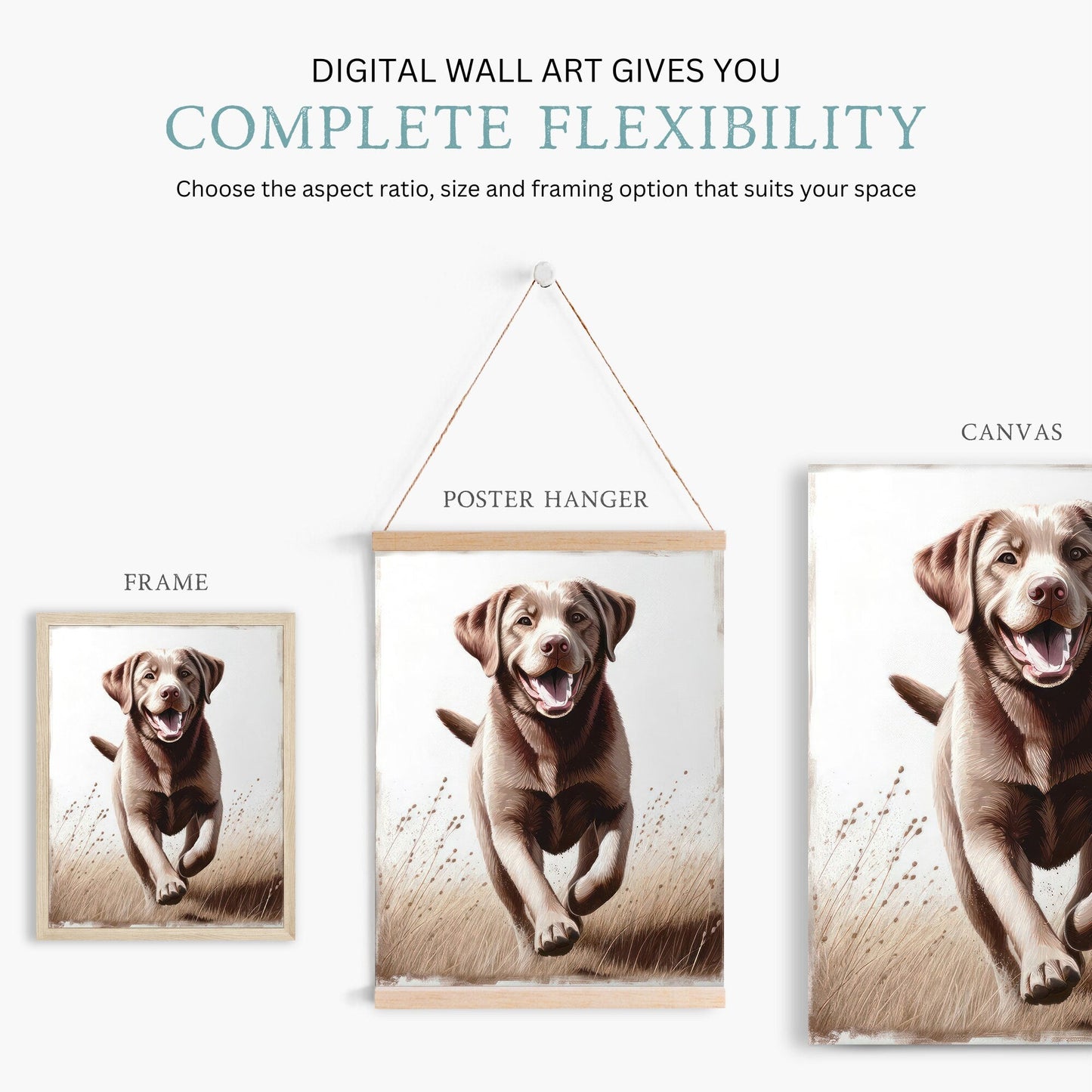 Brown Labrador Wall Art, Rustic Dog Decor, Border Collie Gift - WildfieldPrints