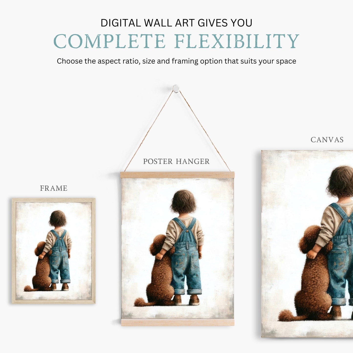 Brown Poodle Print, Cute Dog Nursery Decor, Girls Room Art - WildfieldPrints