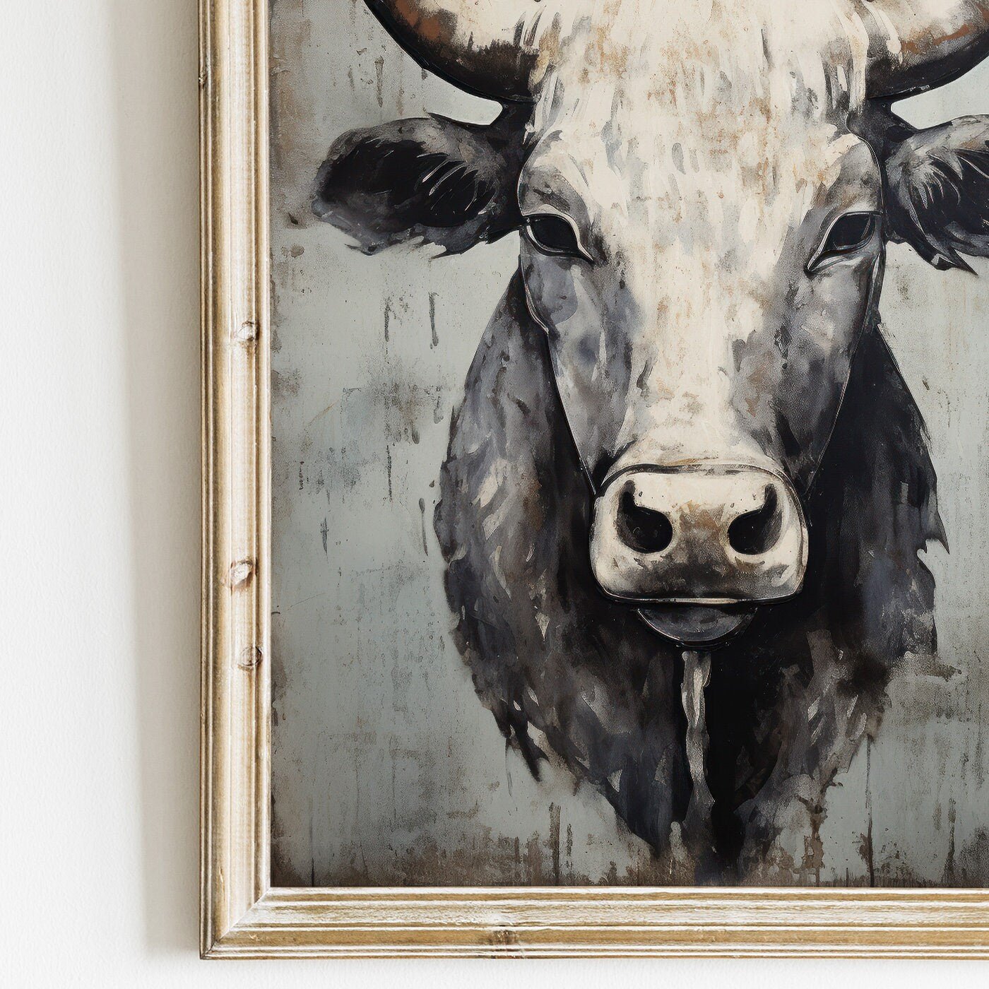 Bull Wall Art, Rustic Farmhouse Decor, Country Animal Print - WildfieldPrints