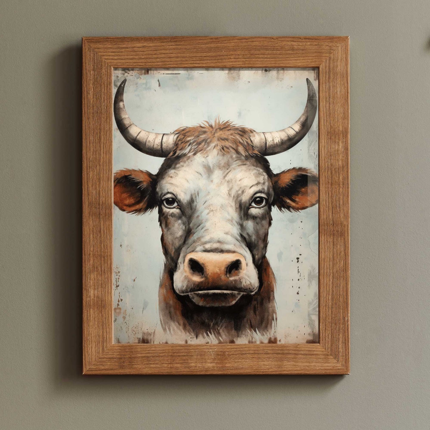Bull Wall Art, Rustic Farmhouse Decor, Country Animal Print - WildfieldPrints
