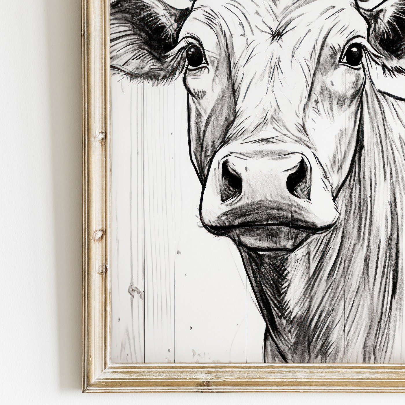 Bull Wall Art, Rustic Farmhouse Decor, One Line Drawing - WildfieldPrints