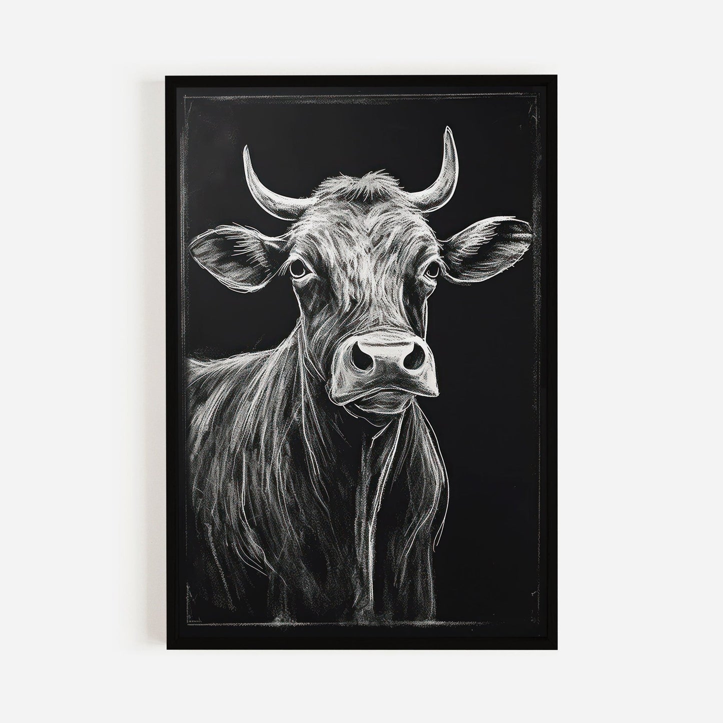 Bull Wall Art, Rustic Farmhouse Decor, Unique Cow Print - WildfieldPrints
