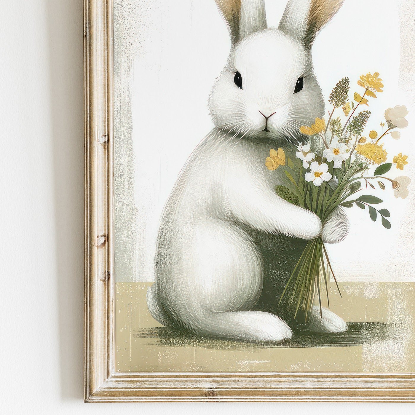 Bunnies and Flowers, Bunny Nursery Prints, Farmhouse Decor - WildfieldPrints