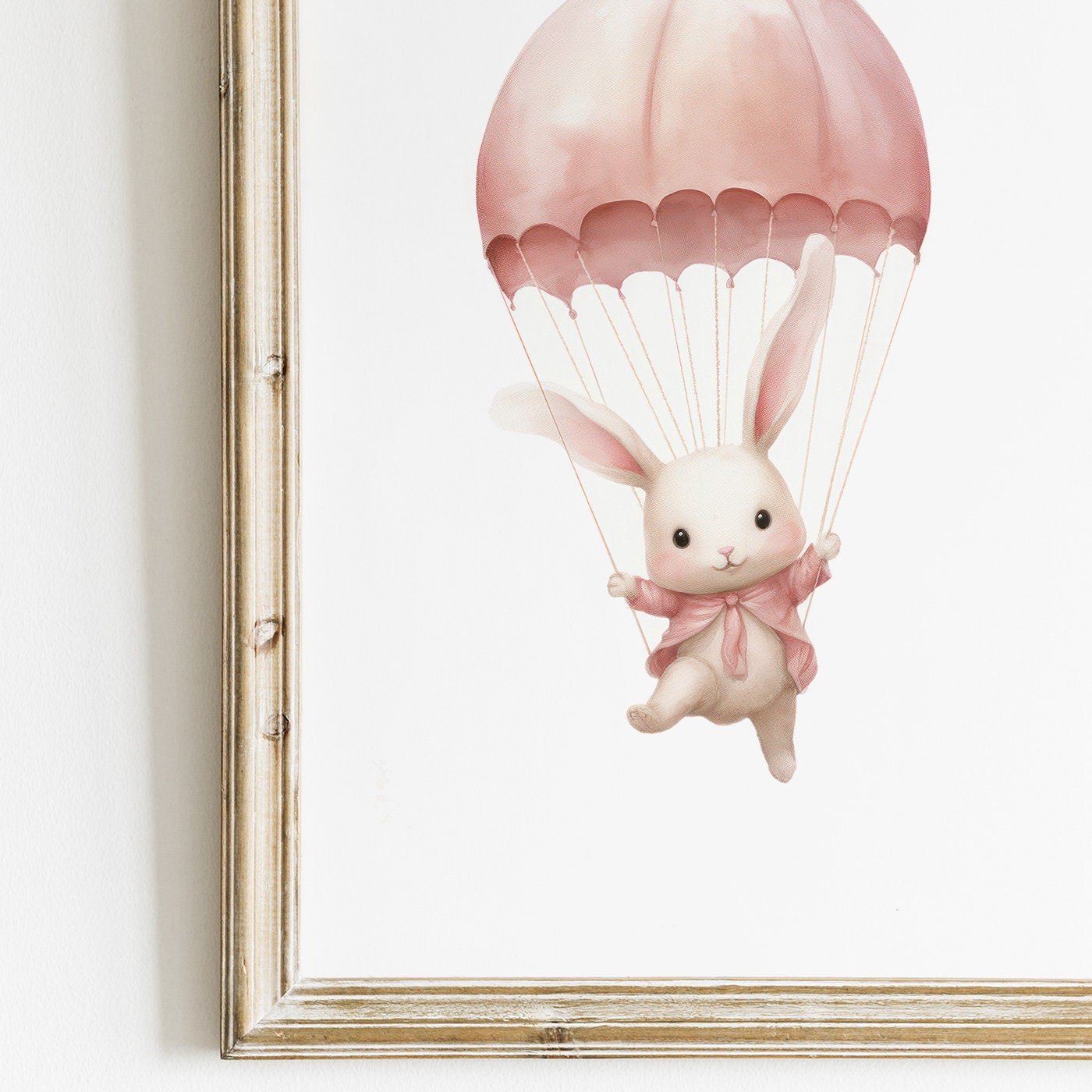 Bunny & Bear Nursery Prints, Pink Blue Hot Air Balloon Decor, Wall Art - WildfieldPrints