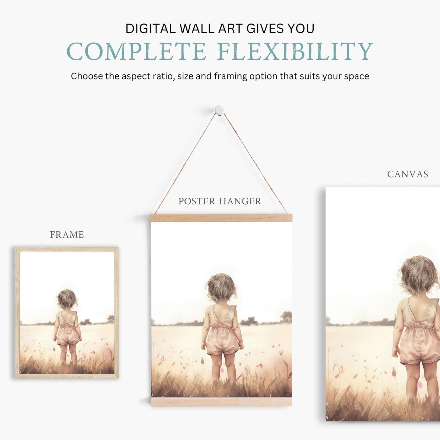Bunny & Deer Nursery Decor, Animal Art for Girls, Wildflower Wall Decor - WildfieldPrints