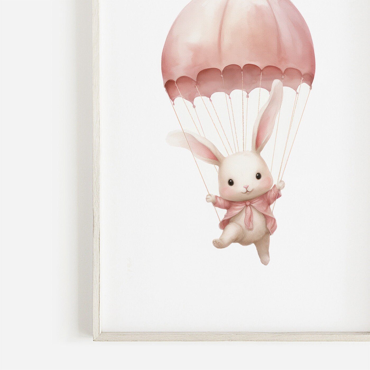 Bunny Nursery Art Print, Parachute & Hot Air Balloon Decor, Baby Gift - WildfieldPrints