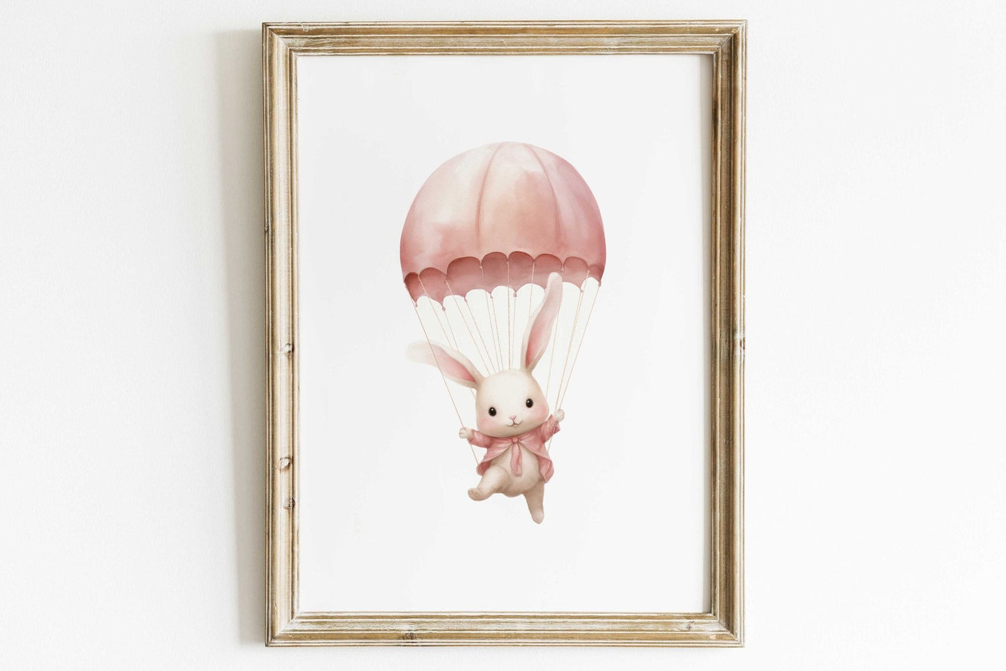 Bunny Nursery Art Print, Parachute & Hot Air Balloon Decor, Baby Gift - WildfieldPrints