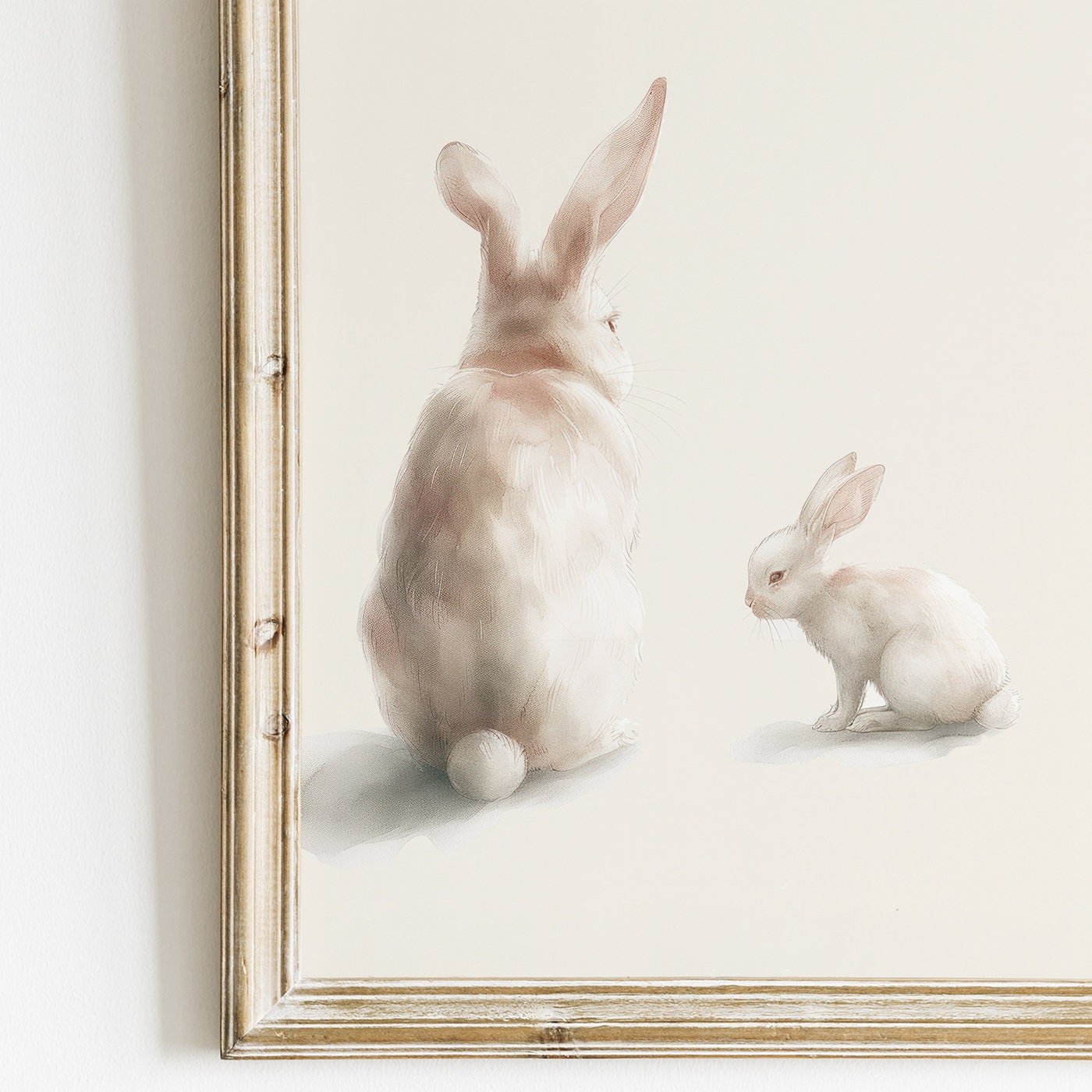 Bunny Nursery Art Print, Vintage Animal Decor, Woodland Rabbit Painting - WildfieldPrints