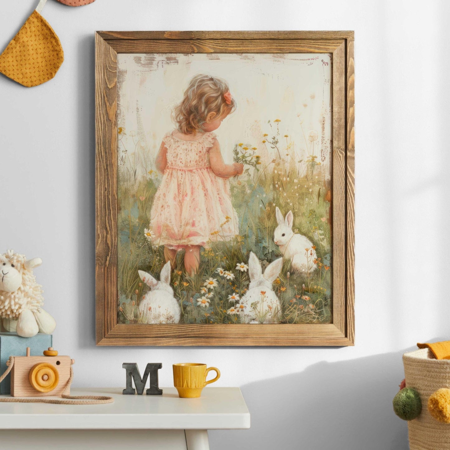 Bunny Nursery Decor, Vintage Animal Art, Girls Room Wall Decor - WildfieldPrints