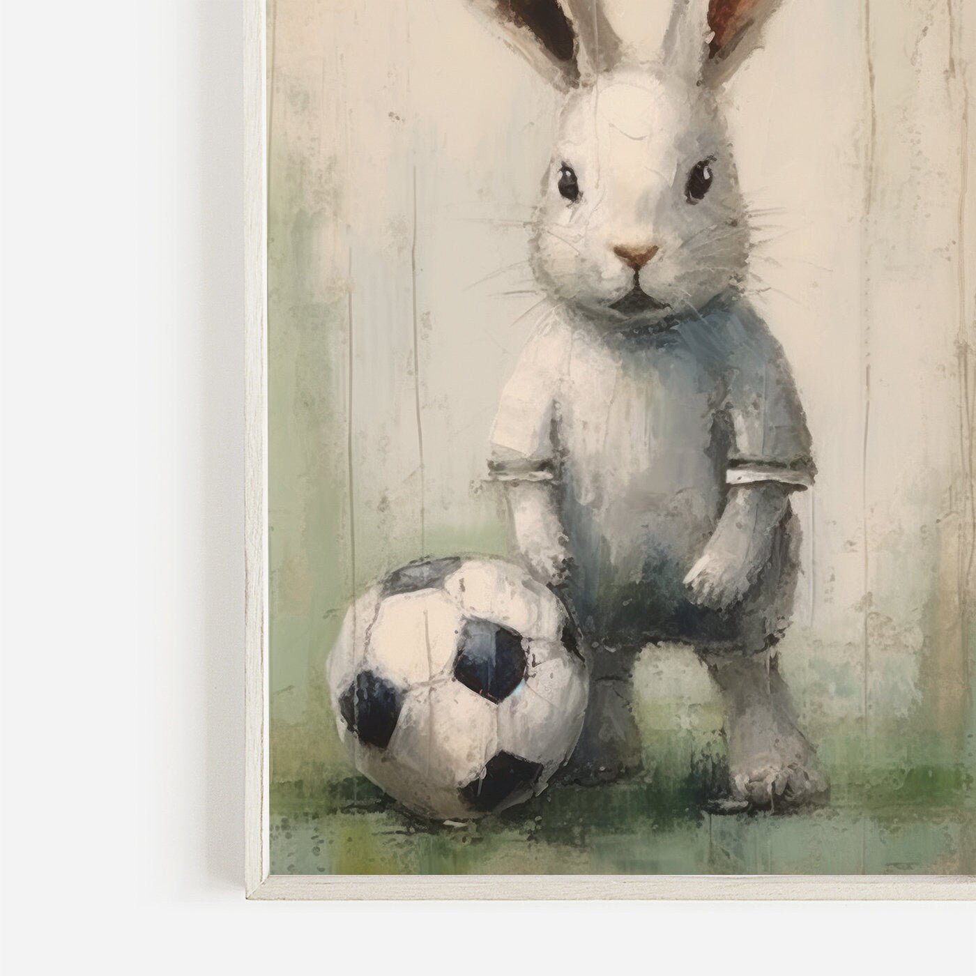Bunny Nursery Decor, Vintage Rabbit Football Player Art, Kids Room Wall Decor - WildfieldPrints